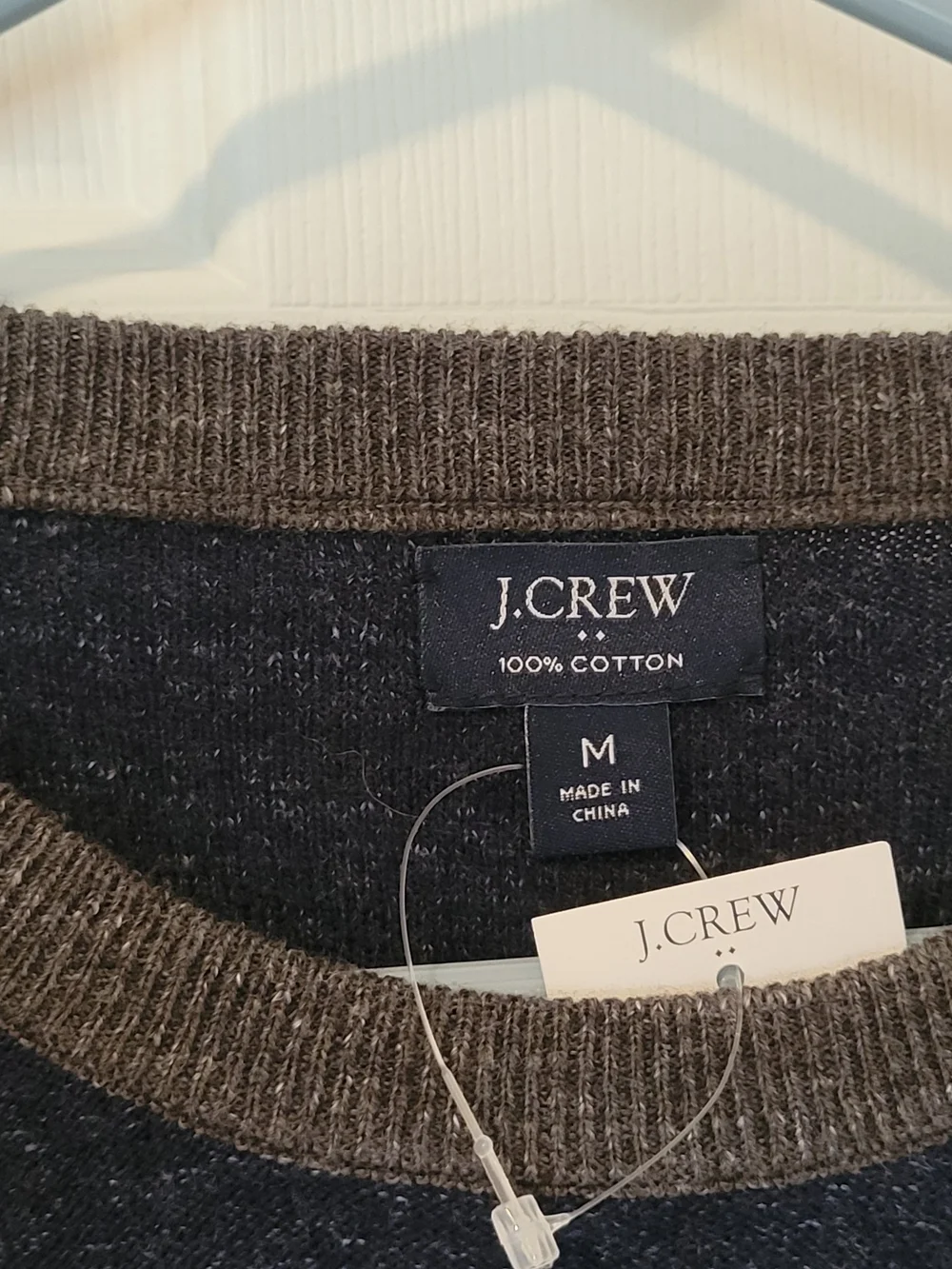 J. Crew Men's Navy Body with Gray Raglan Crewneck Sweater